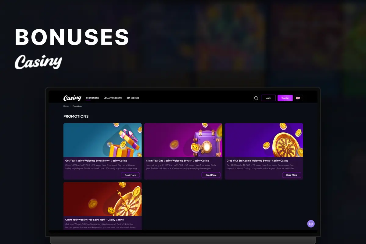 Casiny Casino Bonus Program — bonuses and promotions